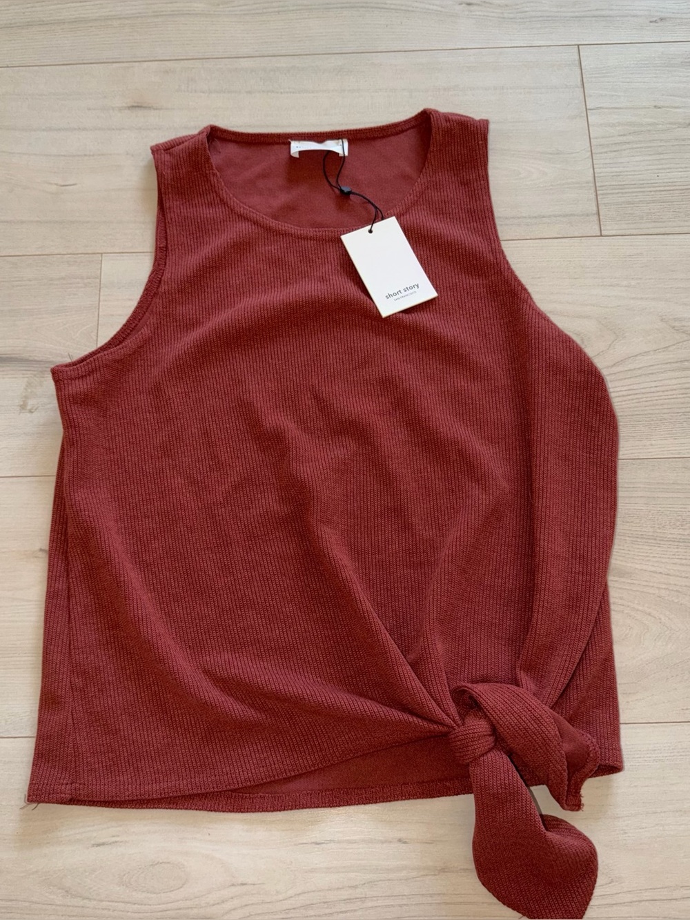 Hayes Knot-Front Ribbed Tank Top